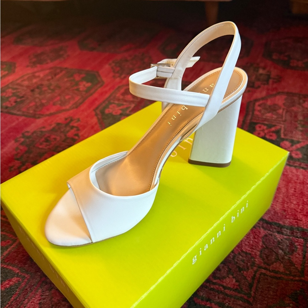 Gianni Bini Cream Block Heel Sandals